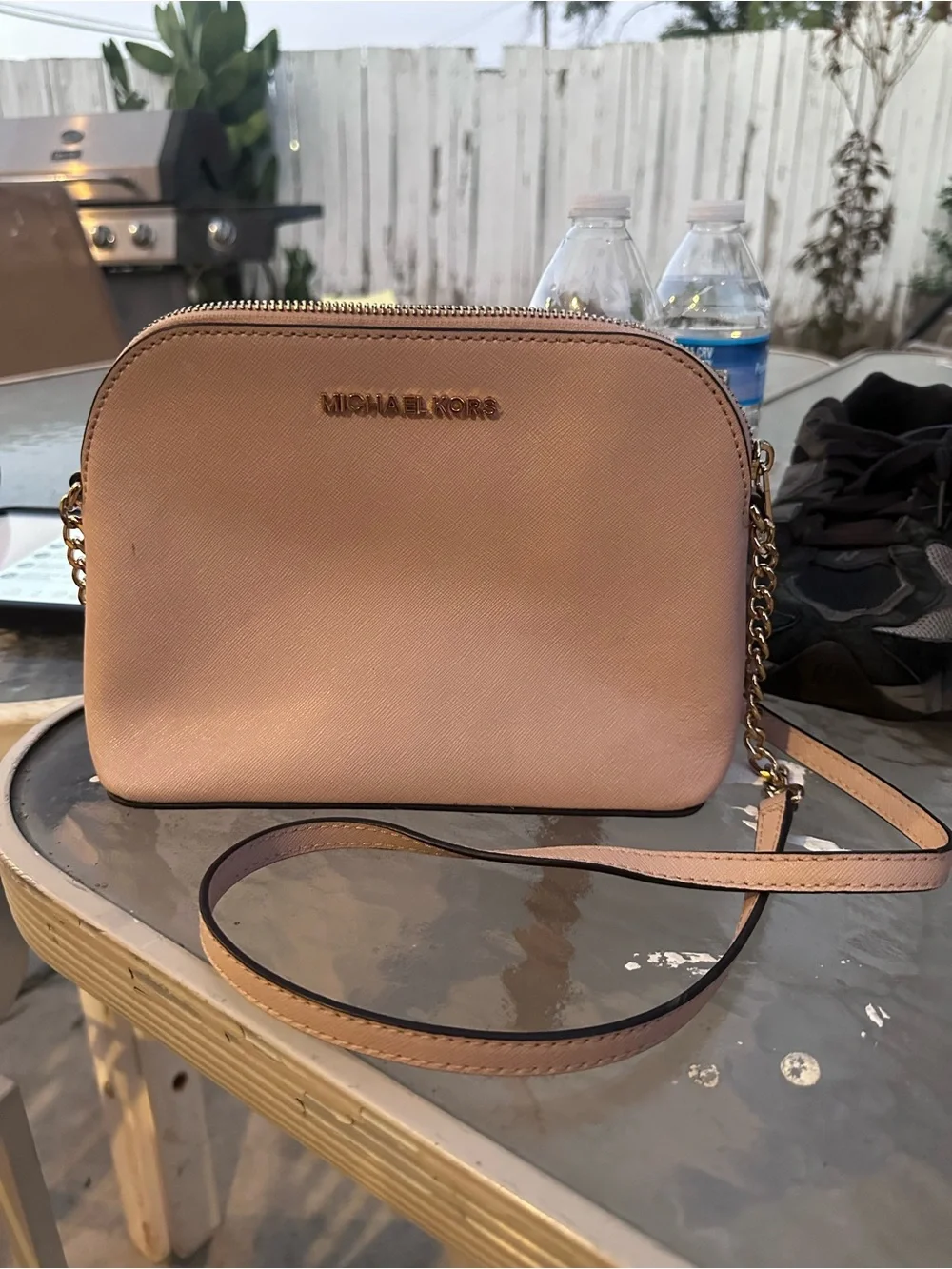 Michael Kors Light Pink Saffiano Crossbody Bag with Gold Hardware
